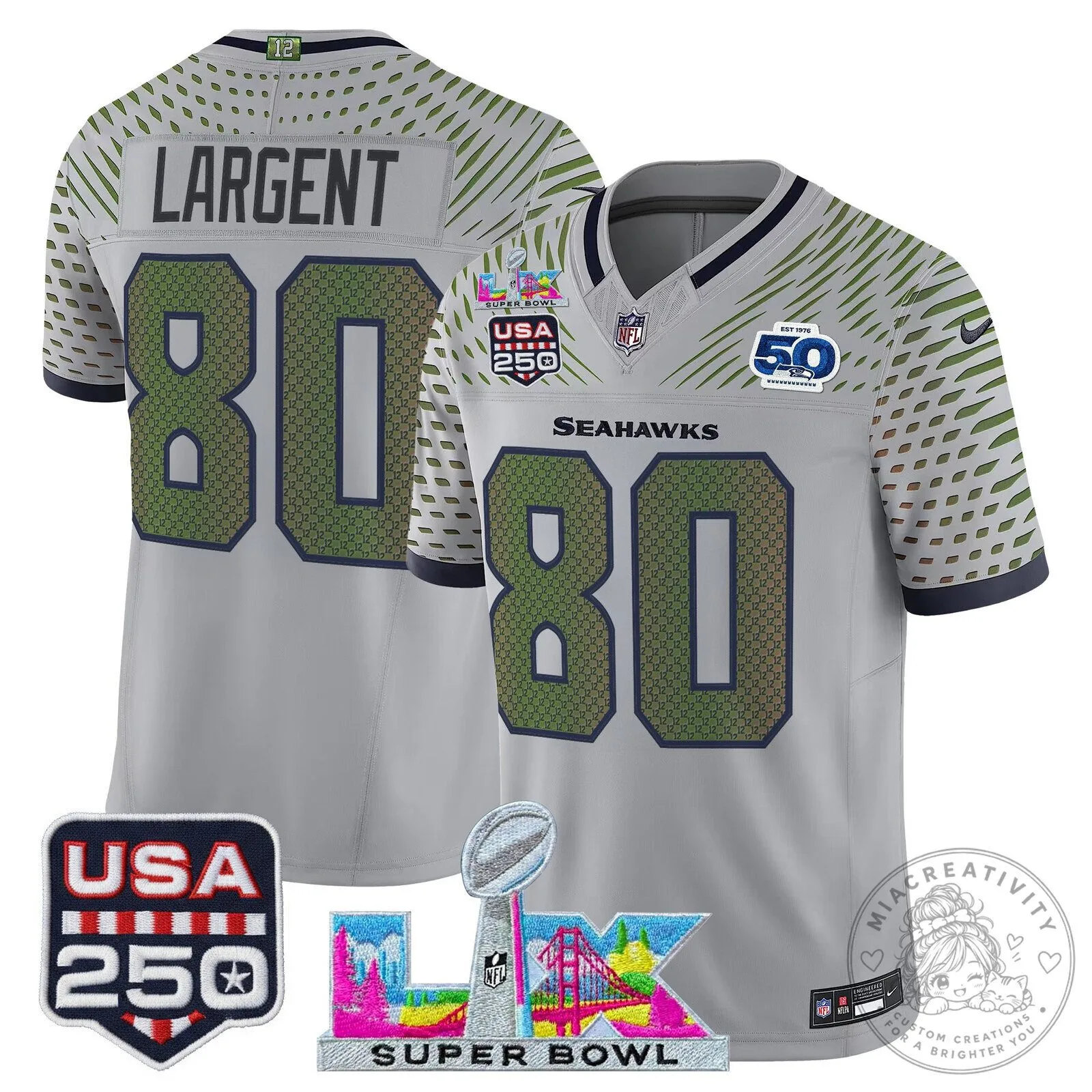 Super Bowl LX Seattle Seahawks Sam Darnold Blue Football Jersey 58 Super Bowl LX Seattle Seahawks Sam Darnold Blue Football Jersey