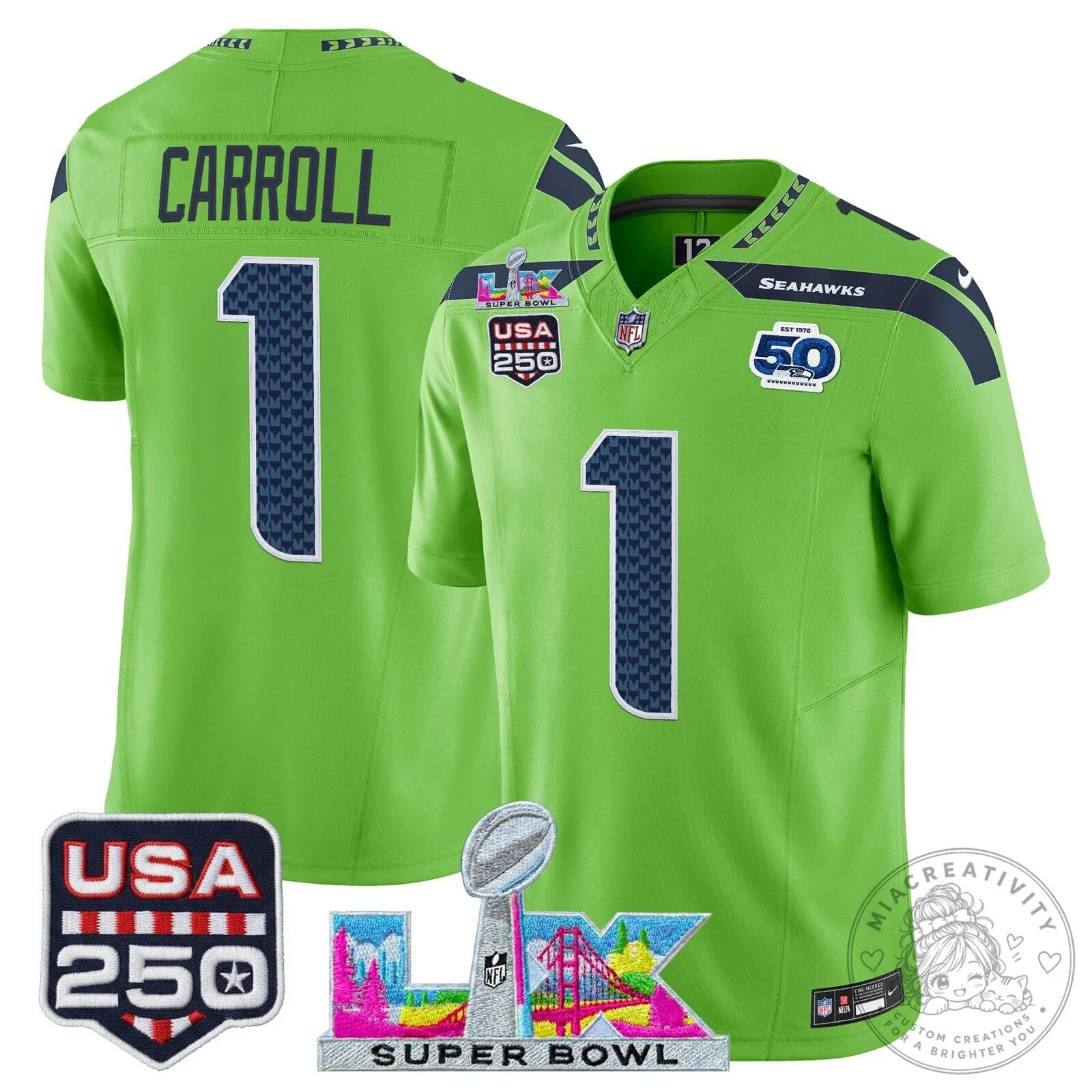 Super Bowl LX Seattle Seahawks Sam Darnold Blue Football Jersey 62 Super Bowl LX Seattle Seahawks Sam Darnold Blue Football Jersey