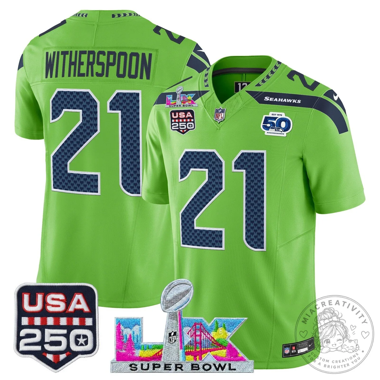 Super Bowl LX Seattle Seahawks Sam Darnold Blue Football Jersey 63 Super Bowl LX Seattle Seahawks Sam Darnold Blue Football Jersey