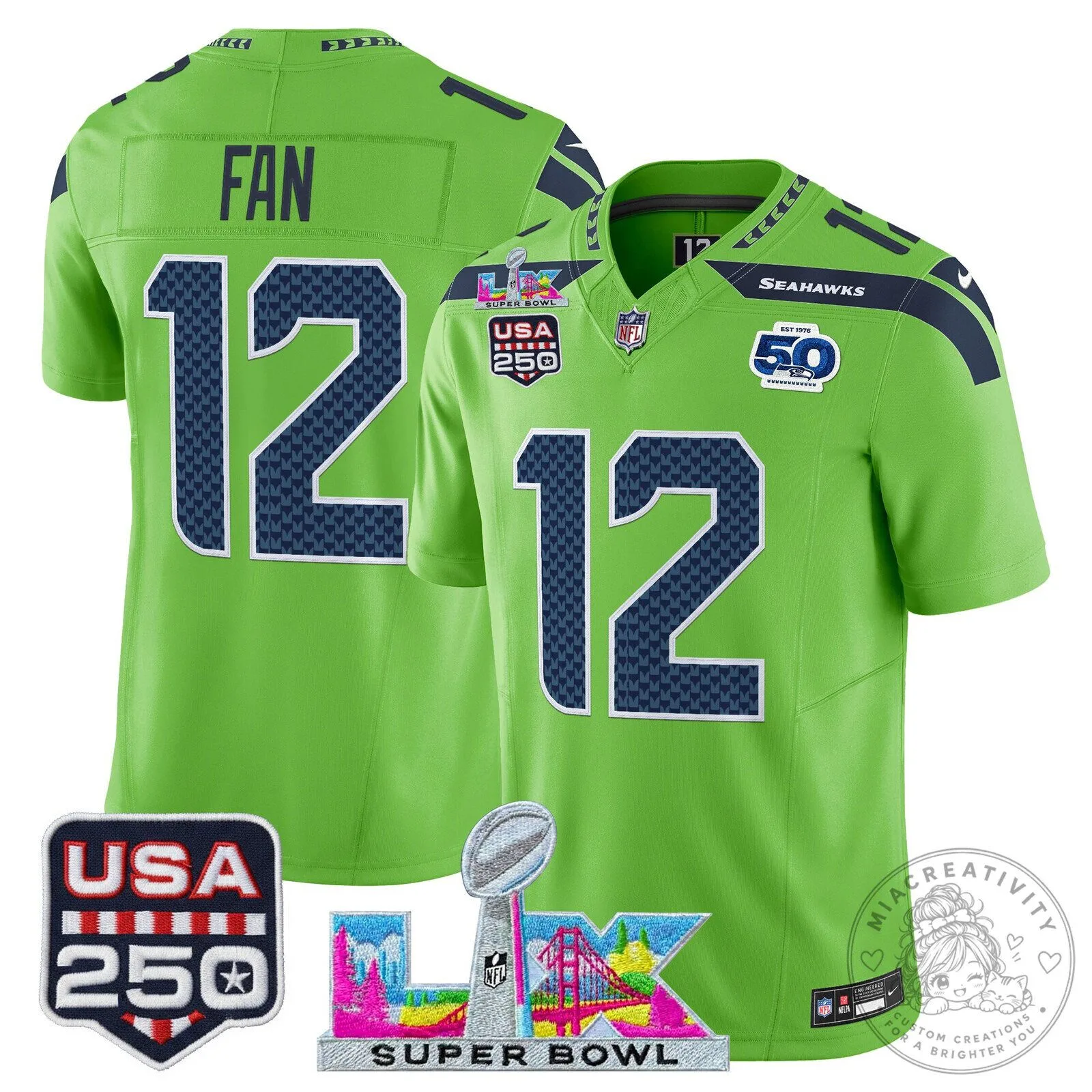 Super Bowl LX Seattle Seahawks Sam Darnold Blue Football Jersey 66 Super Bowl LX Seattle Seahawks Sam Darnold Blue Football Jersey