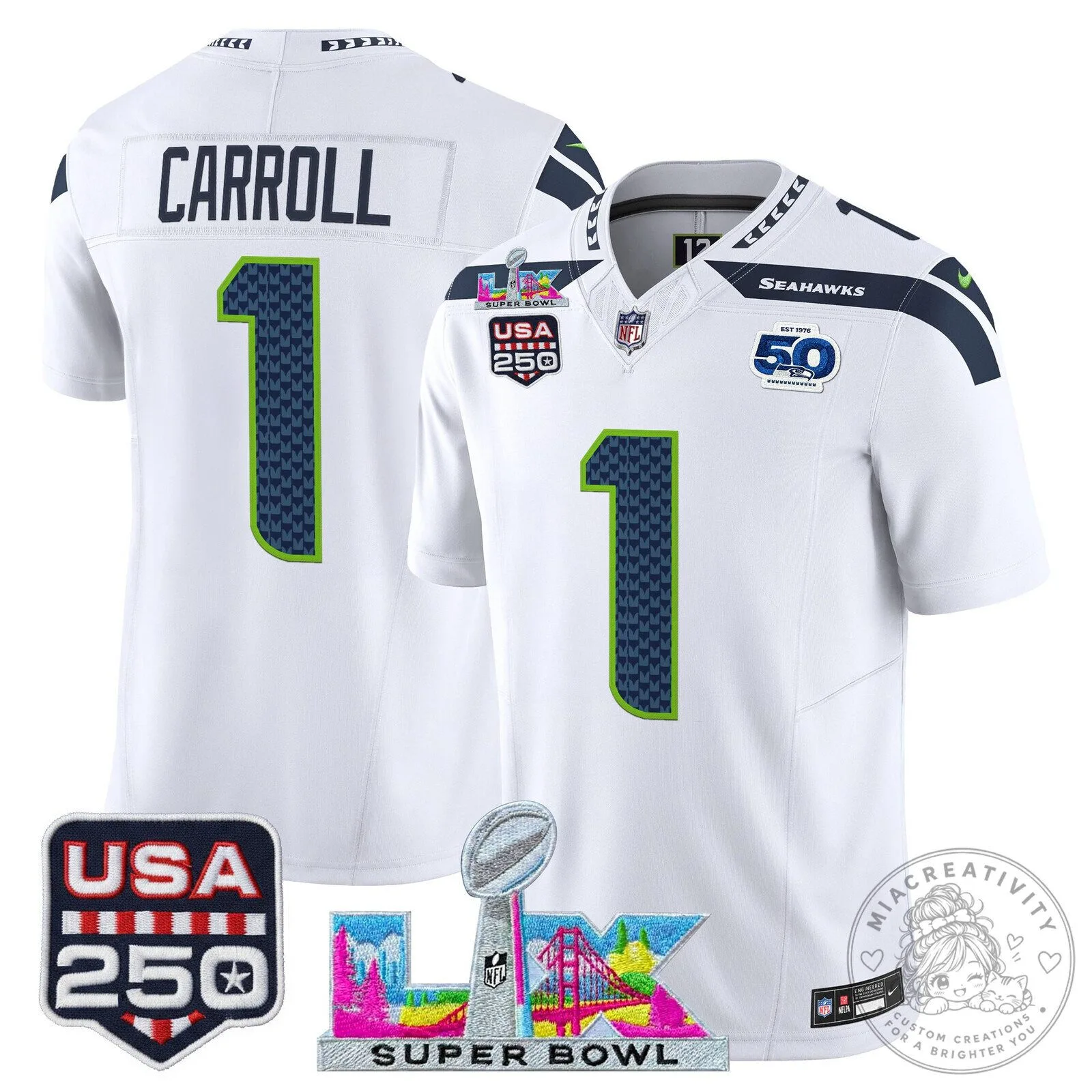 Super Bowl LX Seattle Seahawks Sam Darnold Blue Football Jersey 69 Super Bowl LX Seattle Seahawks Sam Darnold Blue Football Jersey