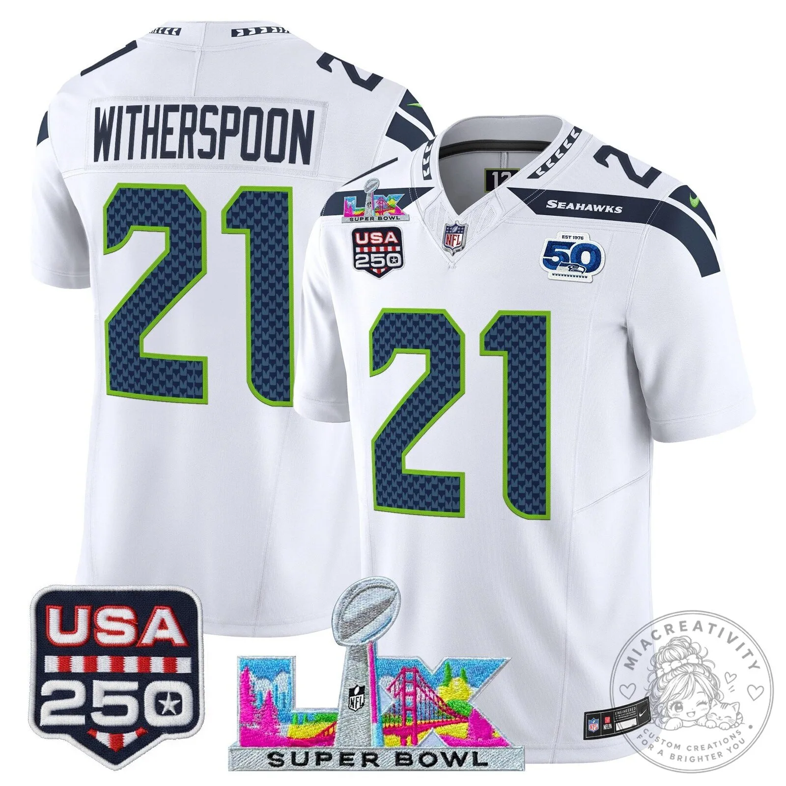 Super Bowl LX Seattle Seahawks Sam Darnold Blue Football Jersey 70 Super Bowl LX Seattle Seahawks Sam Darnold Blue Football Jersey