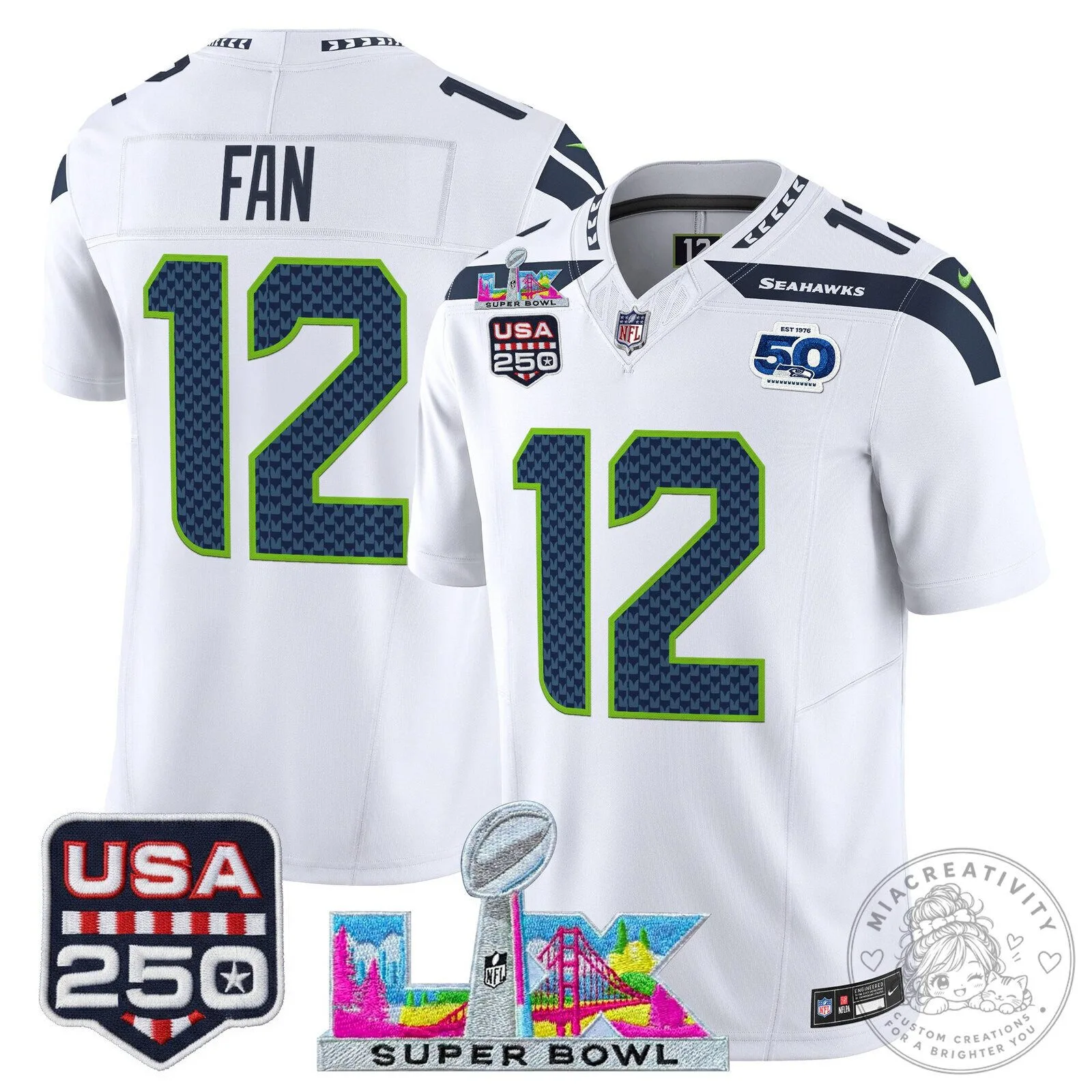Super Bowl LX Seattle Seahawks Sam Darnold Blue Football Jersey 73 Super Bowl LX Seattle Seahawks Sam Darnold Blue Football Jersey