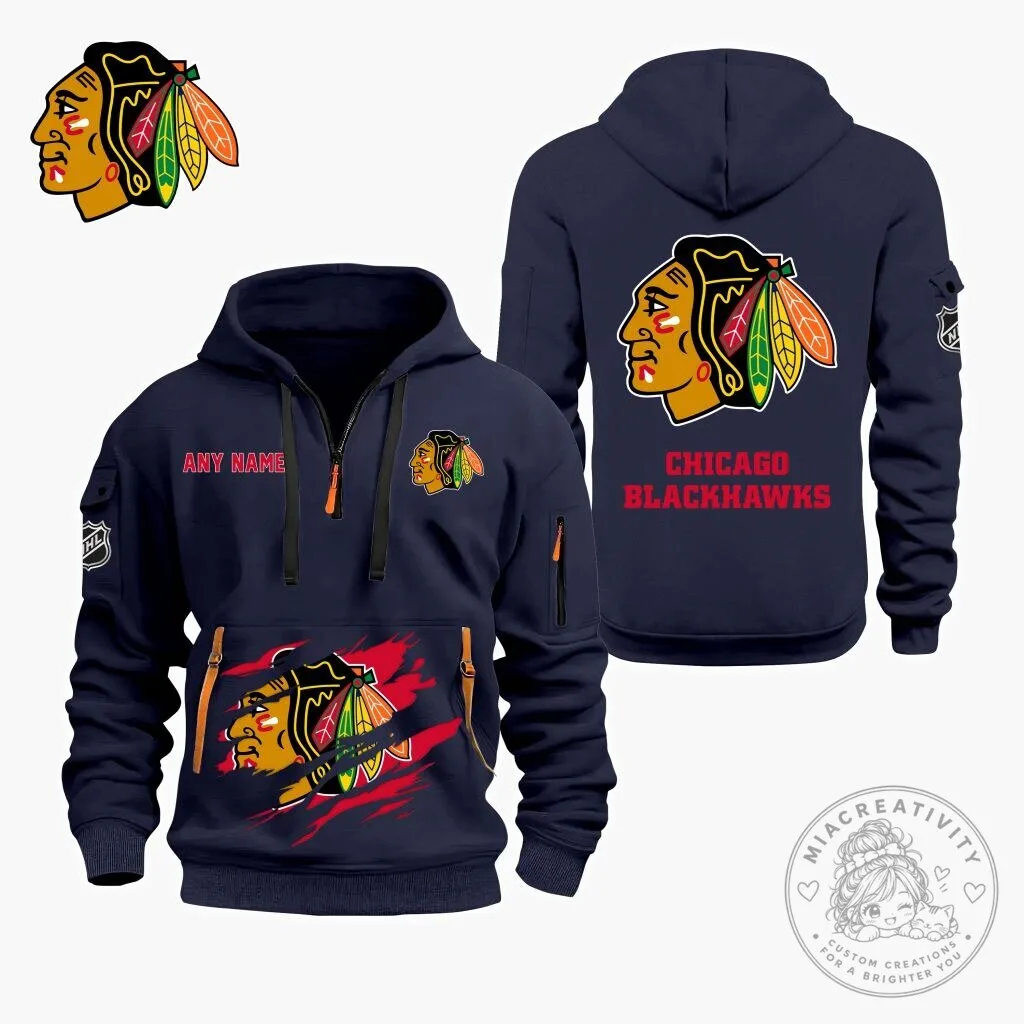 Chicago Blackhawks Personalized Name Quarter Zip Hoodie 15 Chicago Blackhawks Personalized Name Quarter Zip Hoodie