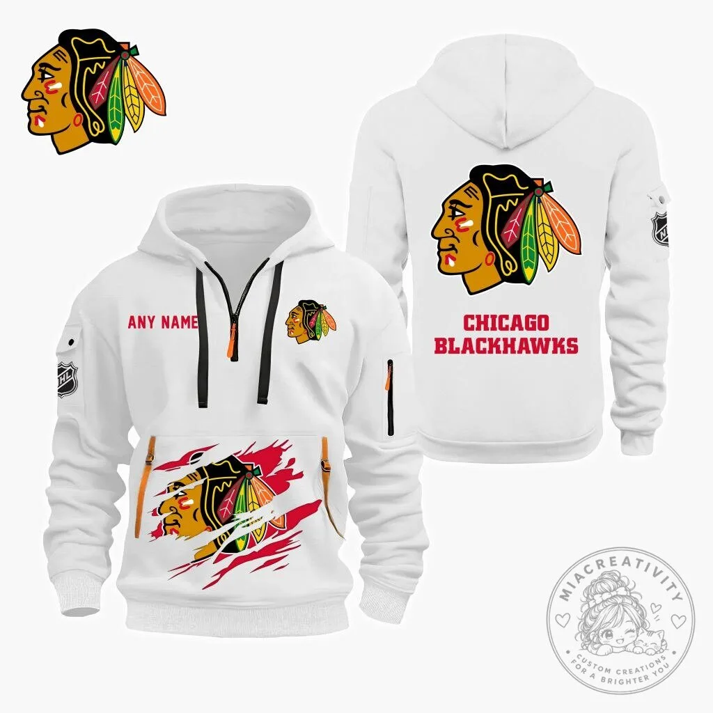 Chicago Blackhawks Personalized Name Quarter Zip Hoodie 16 Chicago Blackhawks Personalized Name Quarter Zip Hoodie