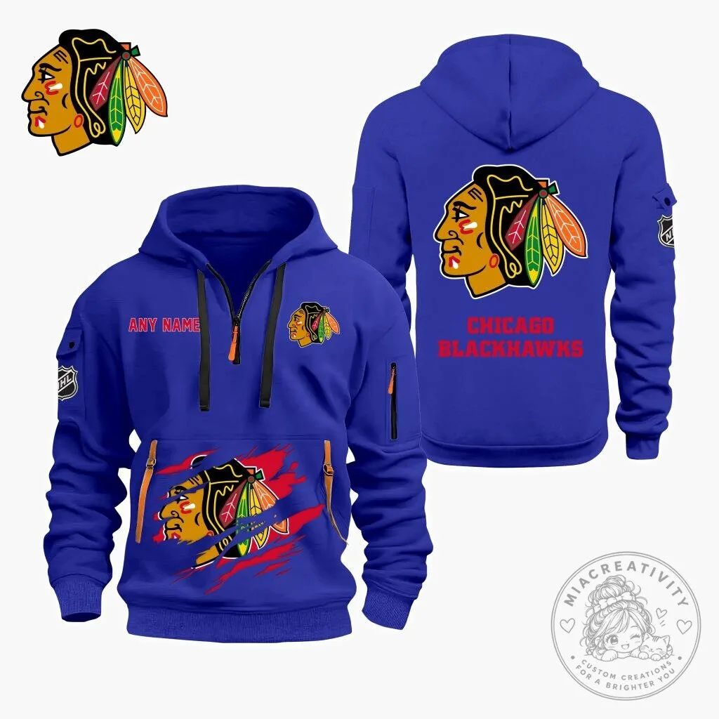 Chicago Blackhawks Personalized Name Quarter Zip Hoodie 17 Chicago Blackhawks Personalized Name Quarter Zip Hoodie
