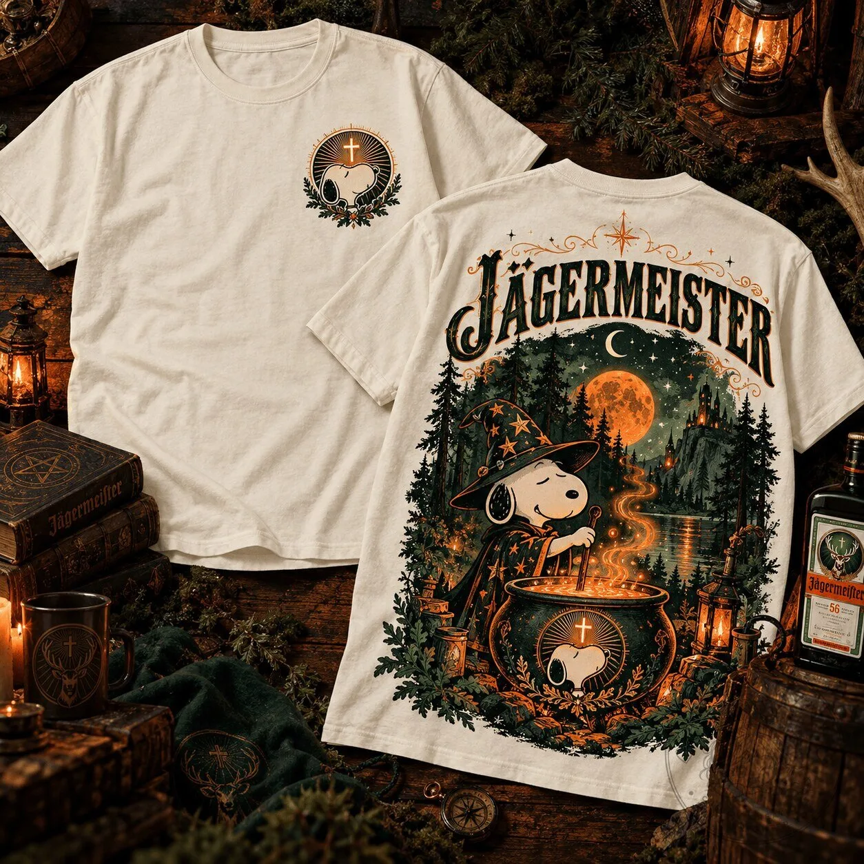 Jägermeister Snoopy Mystic Forest Wizard Halloween T-Shirt 2 Jägermeister Snoopy Mystic Forest Wizard Halloween T-Shirt