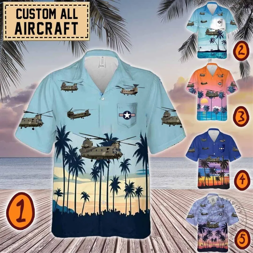 Boeing CH-47 Chinook Helicopter Tropical Sunset Hawaiian Shirt 26 Boeing CH-47 Chinook Helicopter Tropical Sunset Hawaiian Shirt