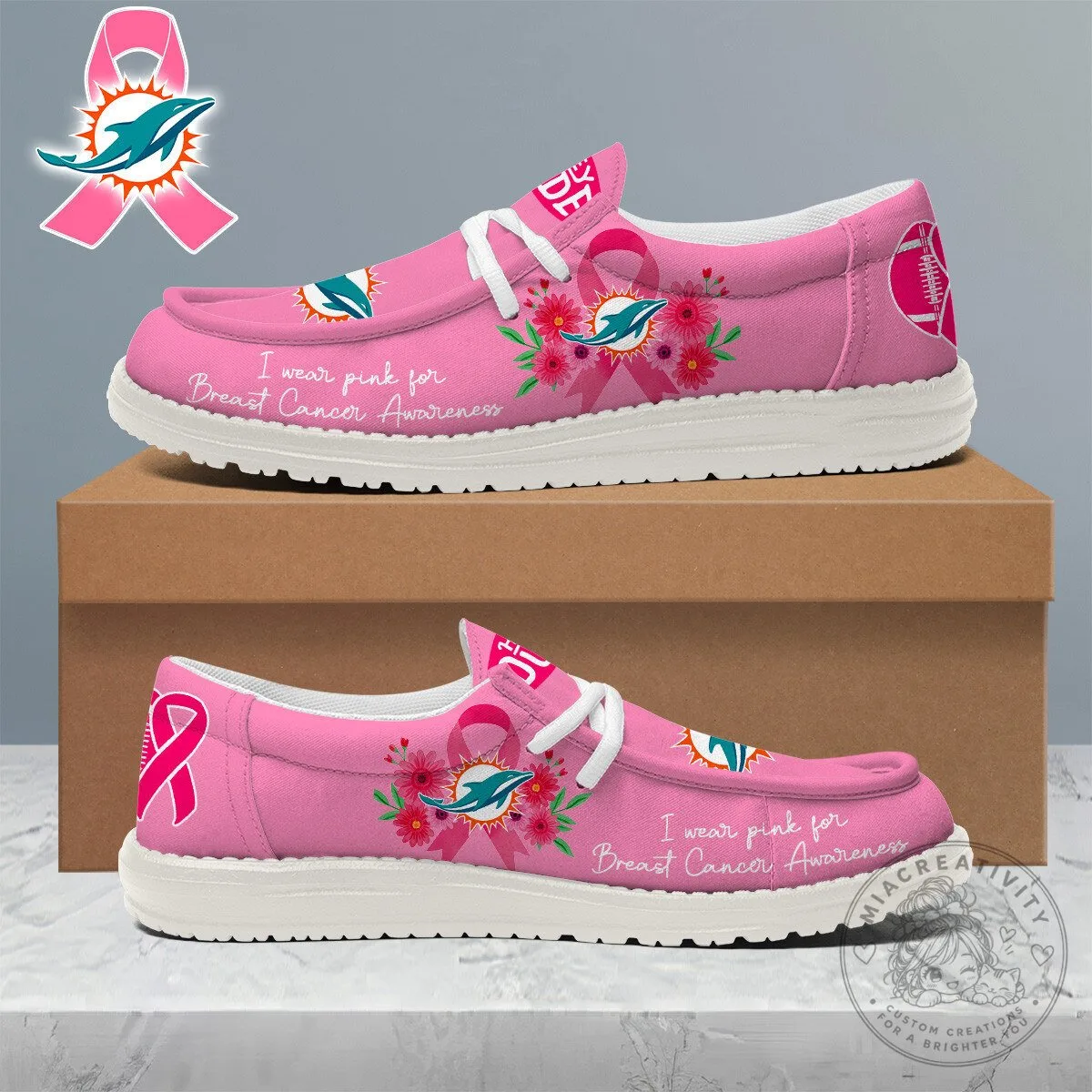 Miami Dolphins Breast Cancer Awareness Pink Loafer Shoes