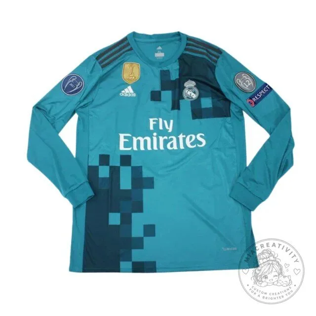 Real Madrid 2017-2018 Long Sleeve Away Jersey with Fly Emirates Sponsor