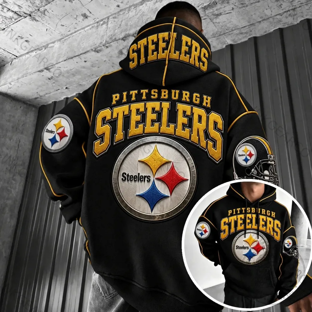 Pittsburgh Steelers NFL Football Team Logo Black and Gold Fan Hoodie 8 Pittsburgh Steelers NFL Football Team Logo Black and Gold Fan Hoodie