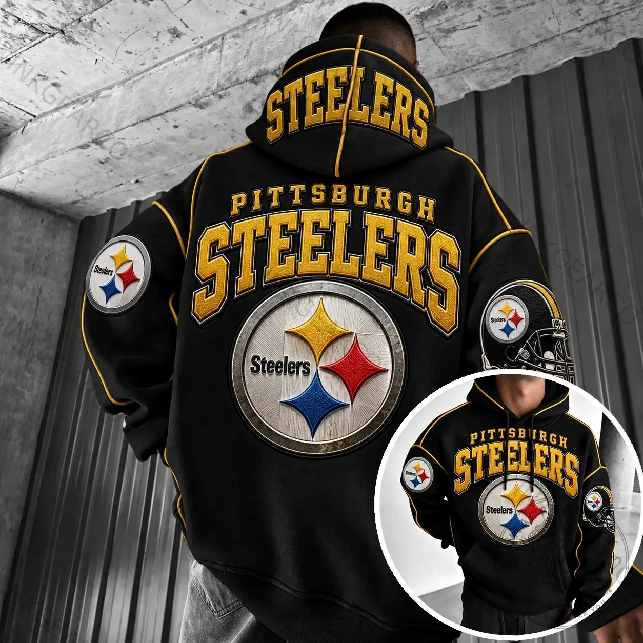 Pittsburgh Steelers NFL Football Team Logo Black and Gold Fan Hoodie