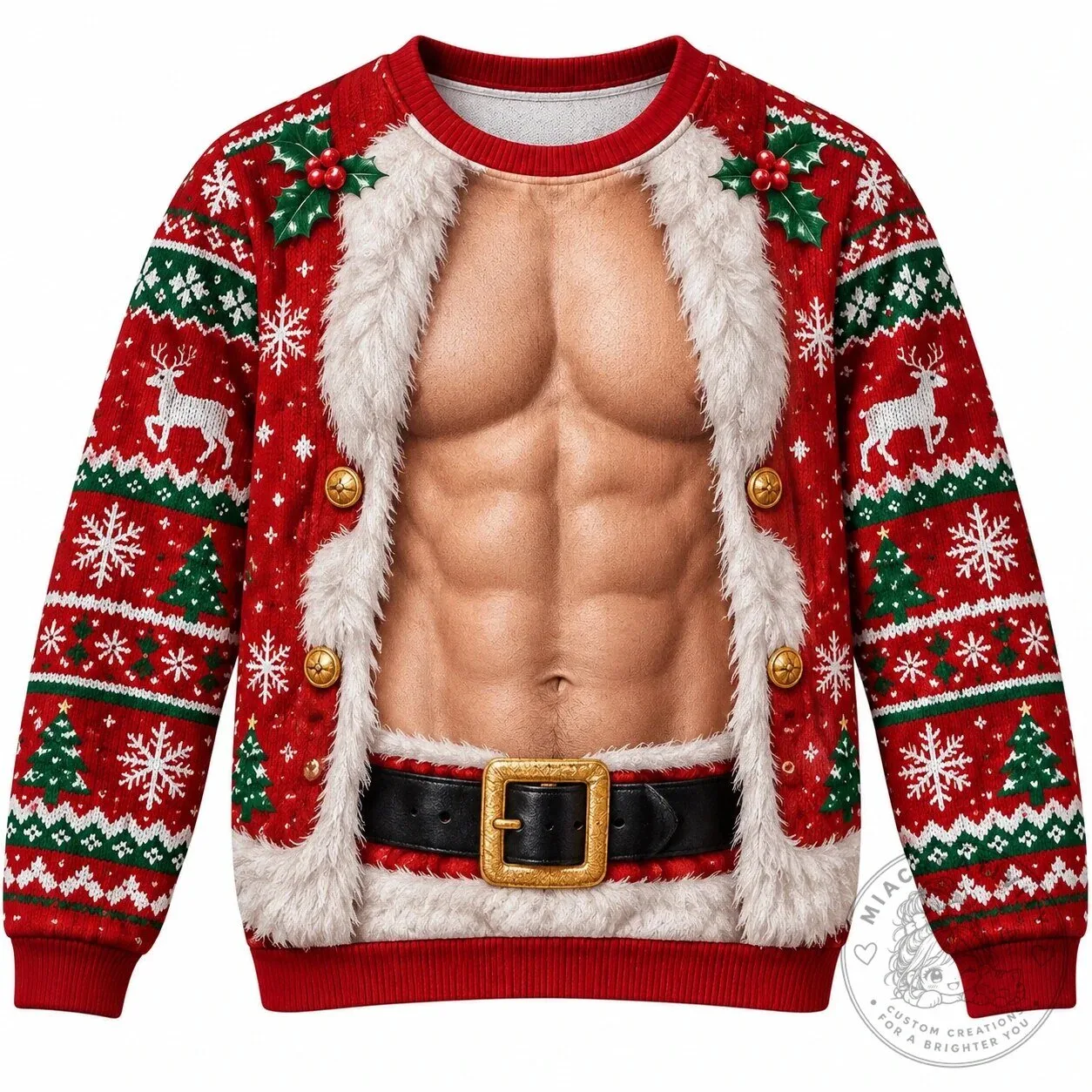 Funny Christmas Ugly Sweater Muscular Santa Claus Six Pack Crewneck Sweatshirt 11 Funny Christmas Ugly Sweater Muscular Santa Claus Six Pack Crewneck Sweatshirt
