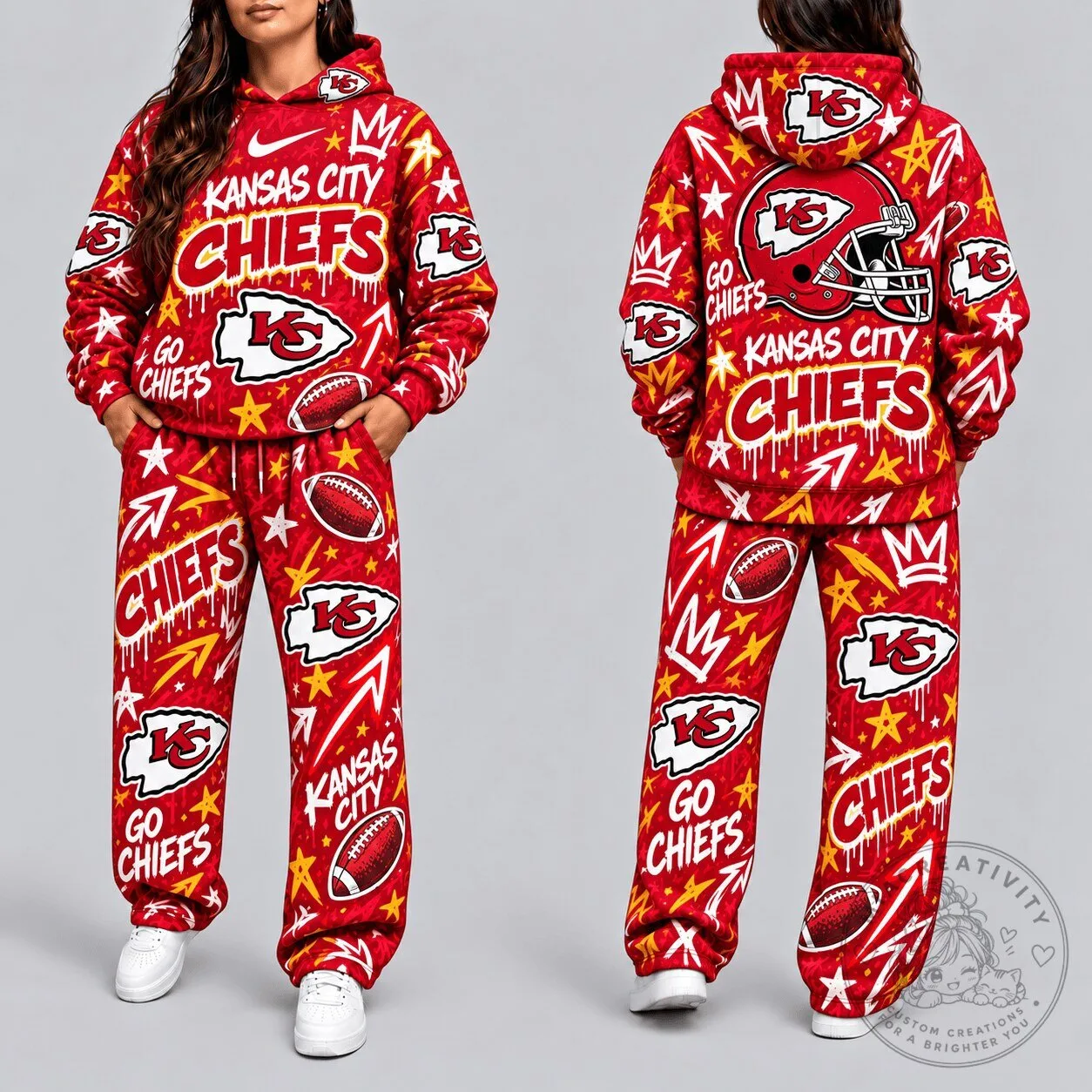 Kansas City Chiefs Graffiti Style Football Team All Over Print Hoodie
