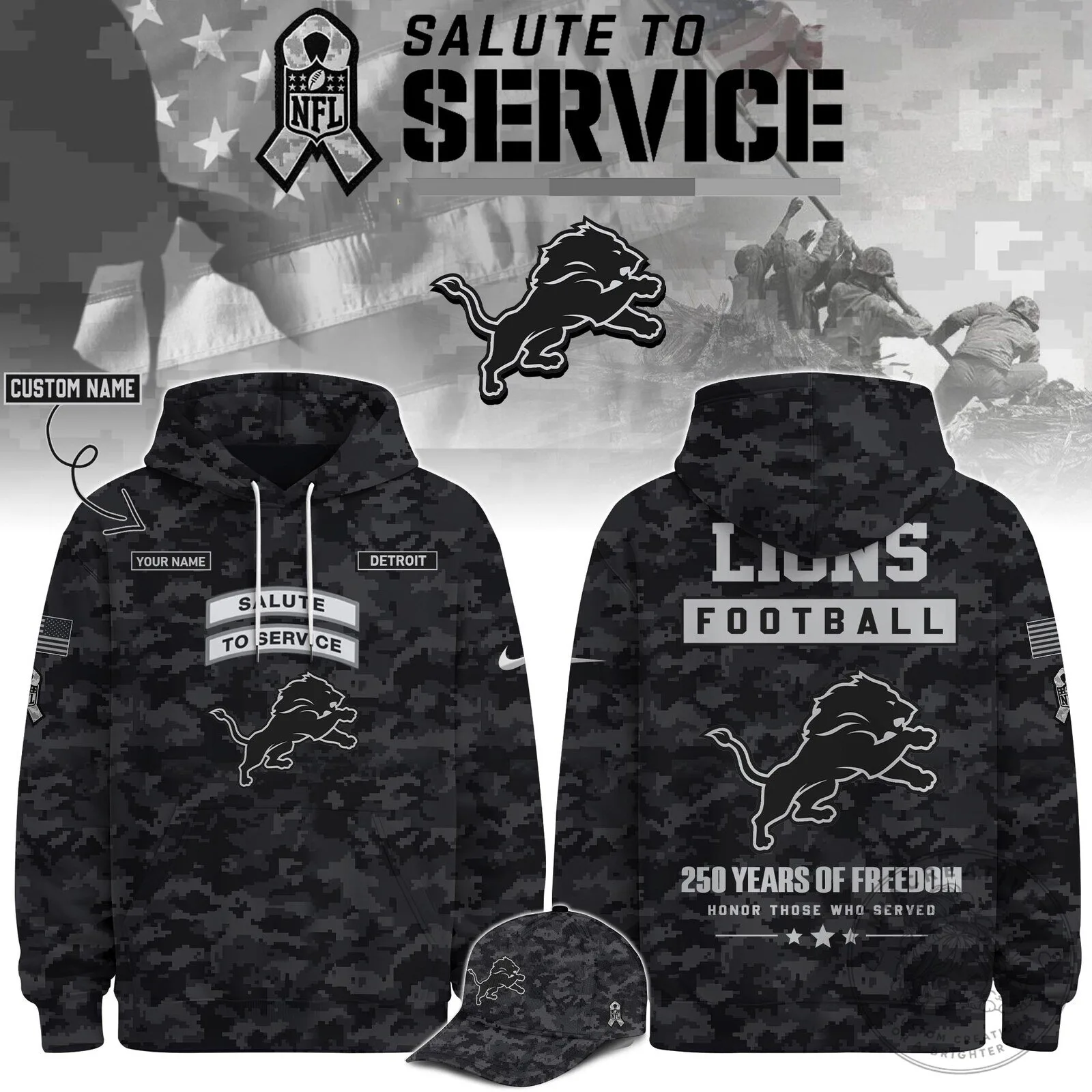 Detroit Lions Salute To Service NFL Football Team Camouflage Hoodie 2 Detroit Lions Salute To Service NFL Football Team Camouflage Hoodie
