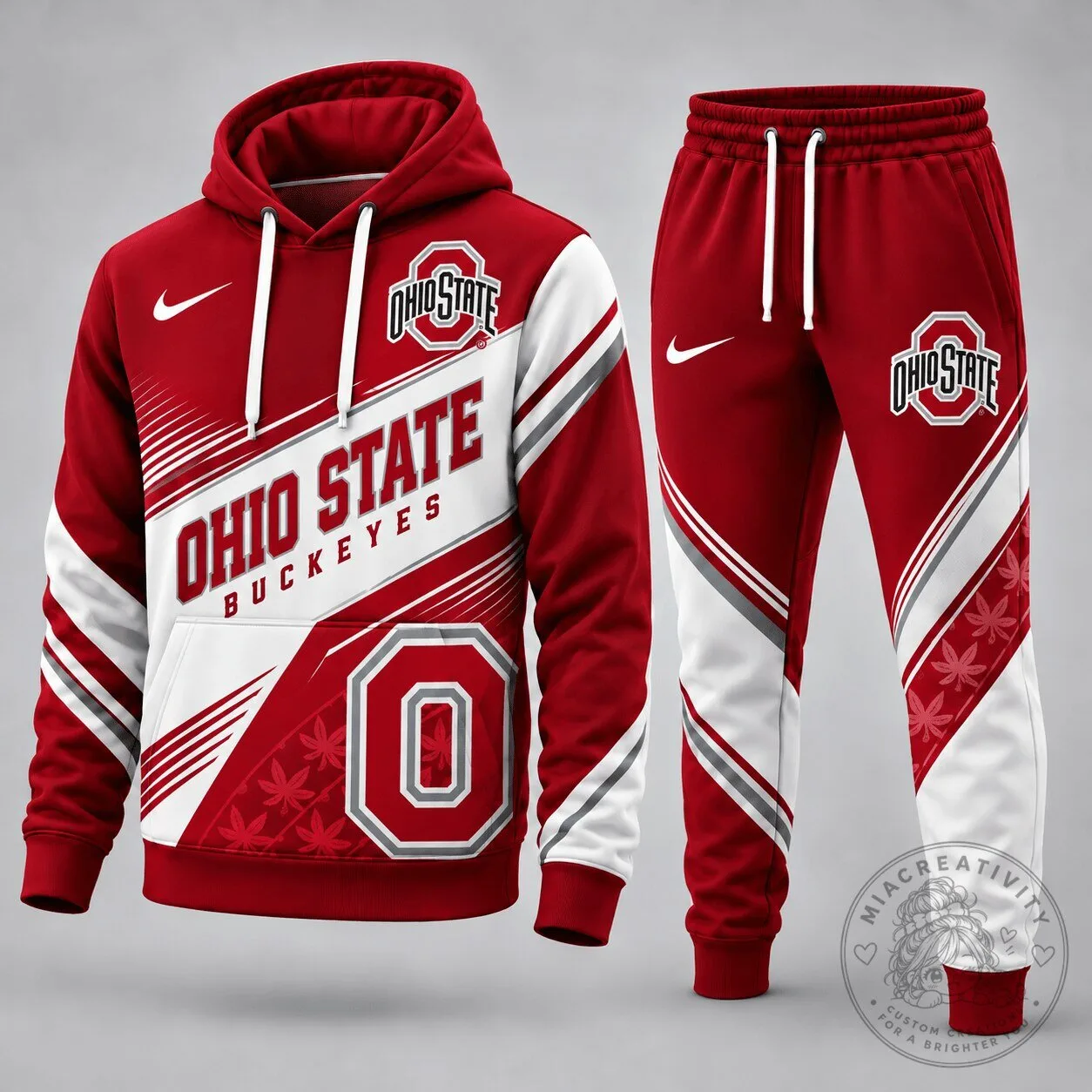 Ohio State Buckeyes Red White Gray Sport Hoodie