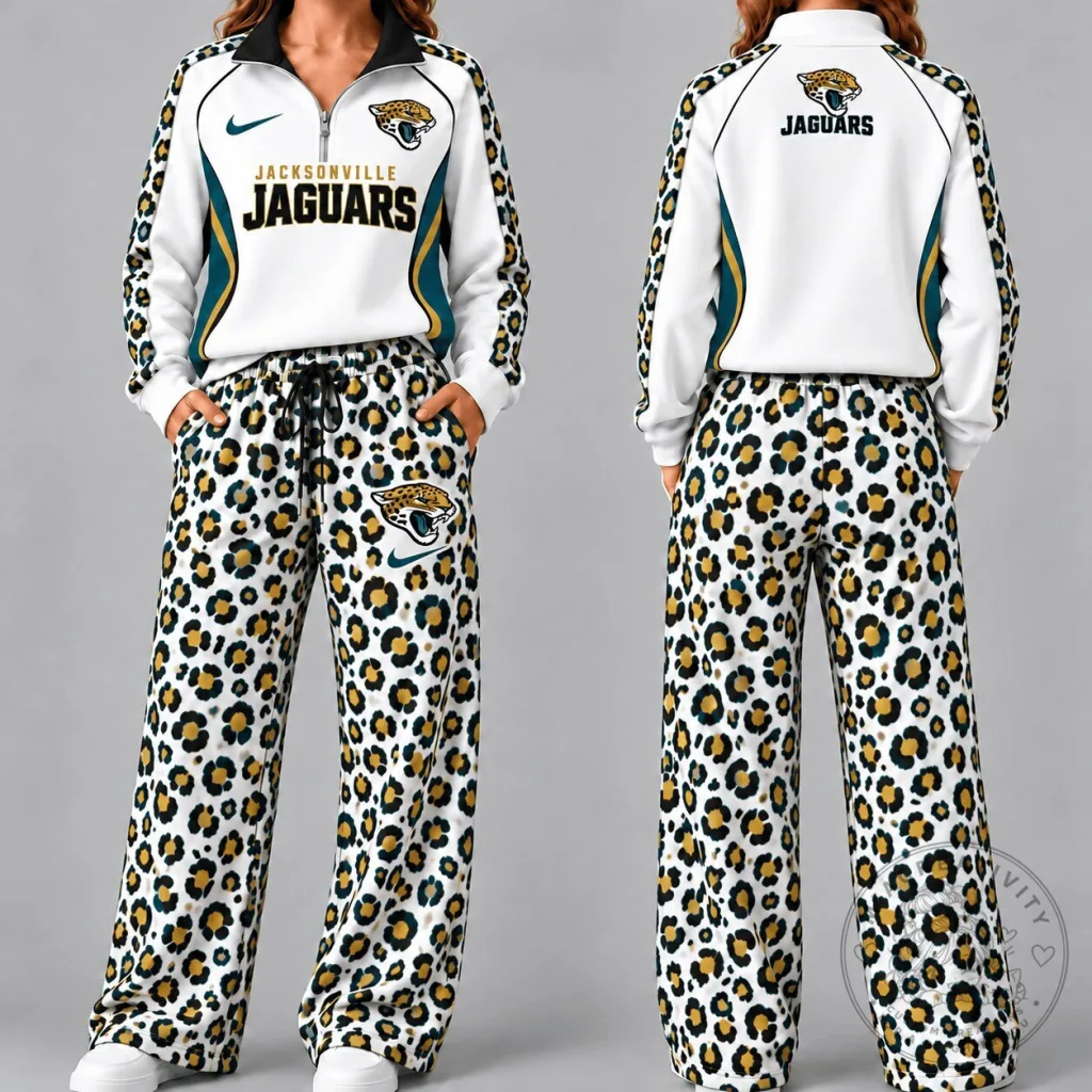 Jacksonville Jaguars NFL Team Logo White Quarter Zip Tracksuit Top 12 Jacksonville Jaguars NFL Team Logo White Quarter Zip Tracksuit Top