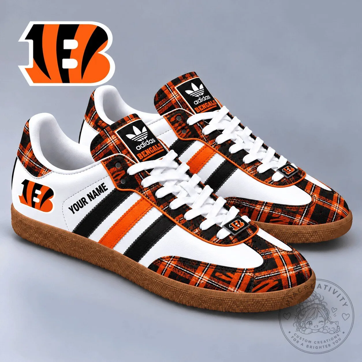 Cincinnati Bengals NFL Vintage Plaid Custom Name Shoes