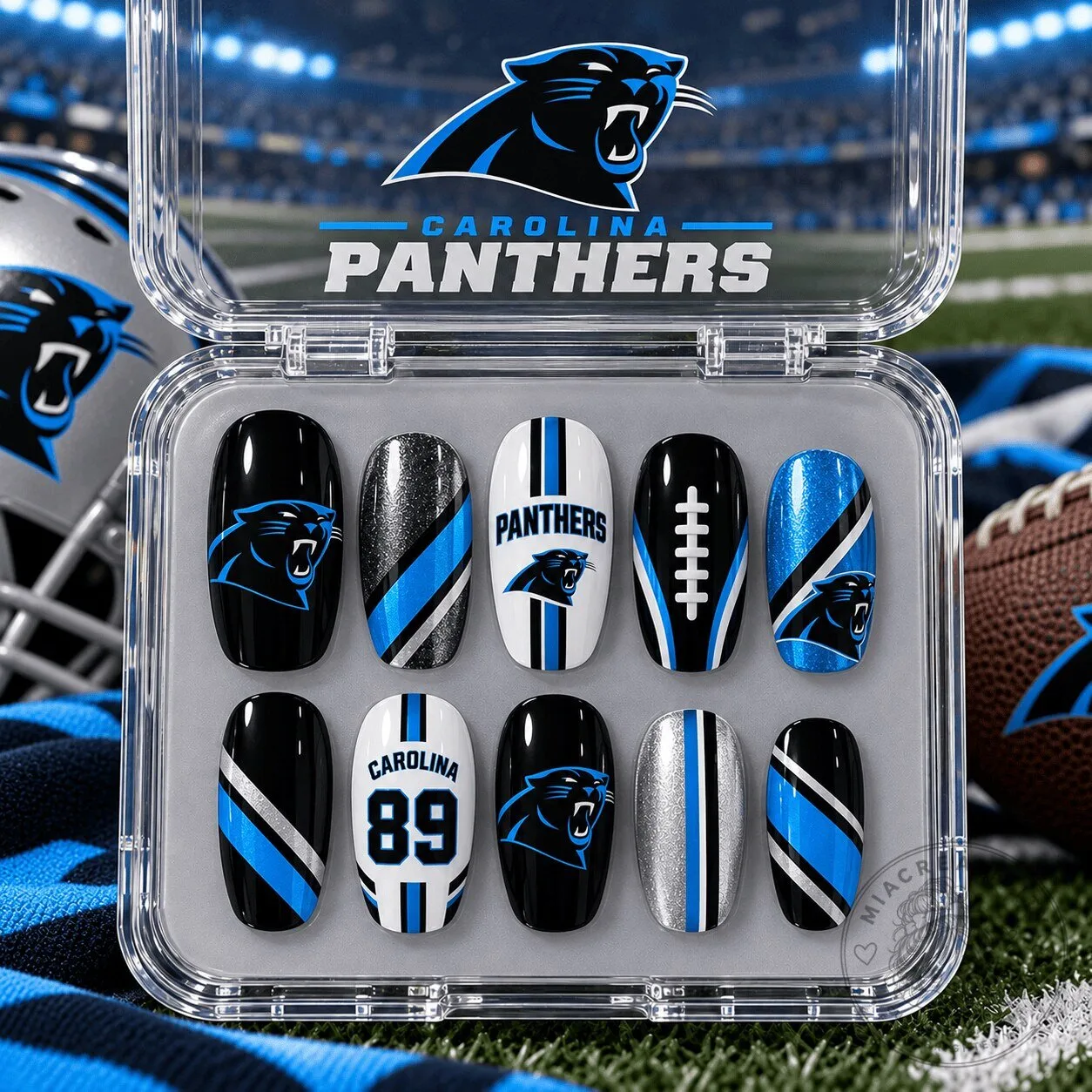 Carolina Panthers NFL Football Team Logo Press-On Nails Set for Game Day