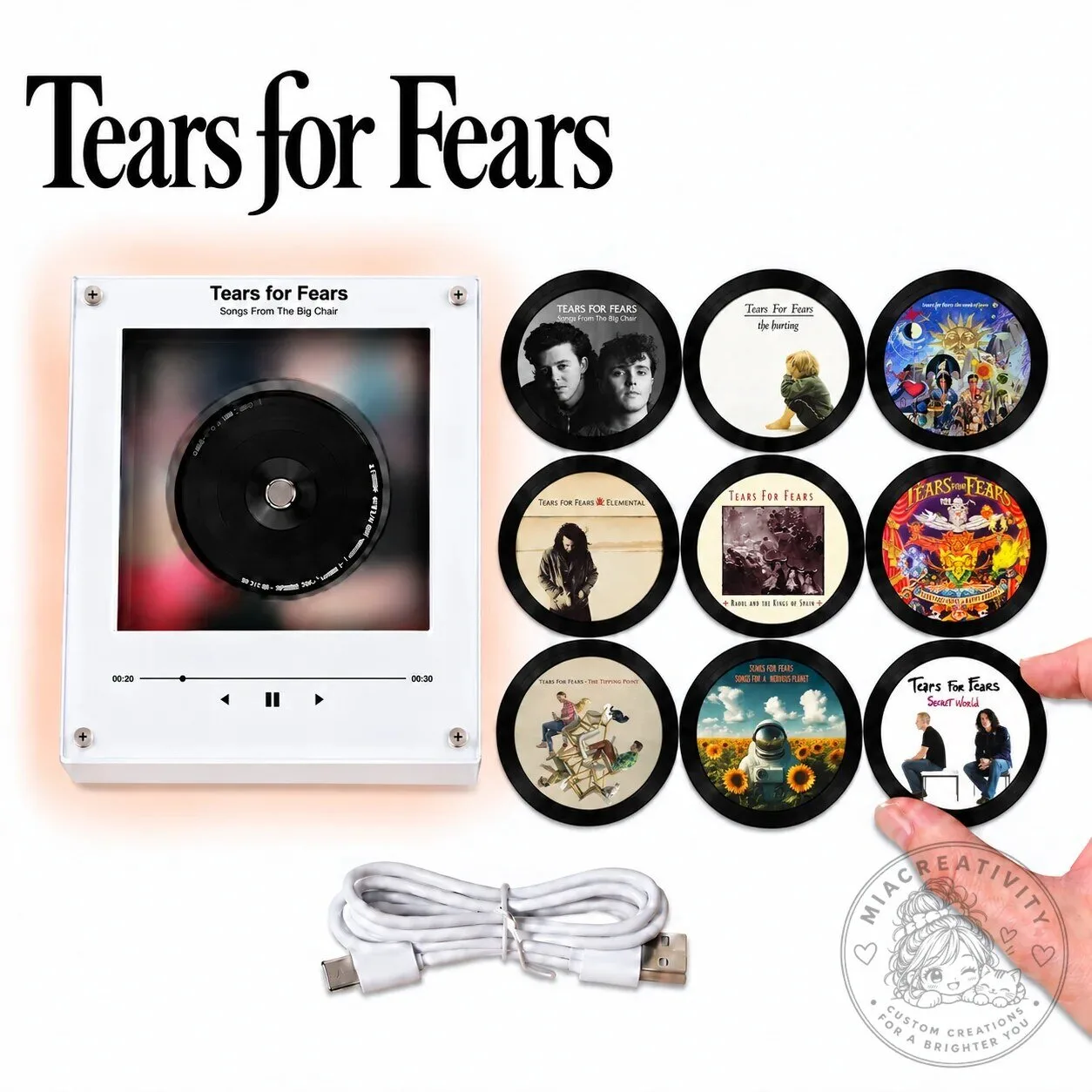 Tears For Fears Album Art Mini CD Player LED Night Light Tabletop Decor 9 Tears For Fears Album Art Mini CD Player LED Night Light Tabletop Decor
