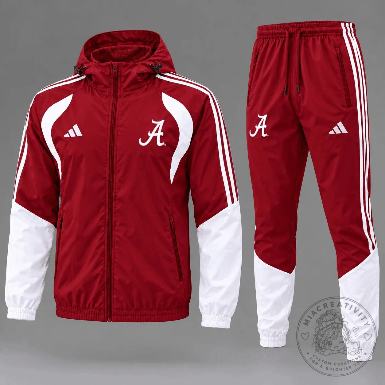 Alabama Crimson Tide NCAA Game Day Varsity Stripe Full-Zip Hoodie Tracksuit 5 Alabama Crimson Tide NCAA Game Day Varsity Stripe Full-Zip Hoodie Tracksuit
