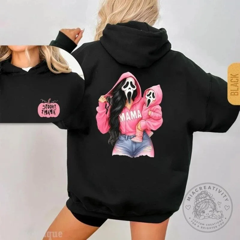 Scream Ghost Face Spooky Mama and Kids Halloween Hoodie 10 Scream Ghost Face Spooky Mama and Kids Halloween Hoodie