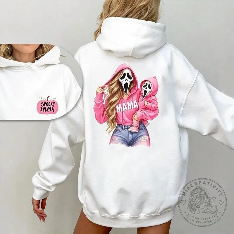 Scream Ghost Face Spooky Mama and Kids Halloween Hoodie 13 Scream Ghost Face Spooky Mama and Kids Halloween Hoodie