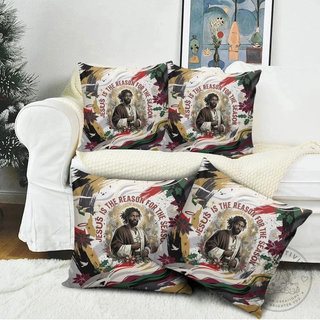 Jesus Is The Reason For The Season Black Christmas Decorative Pillow 10 Jesus Is The Reason For The Season Black Christmas Decorative Pillow