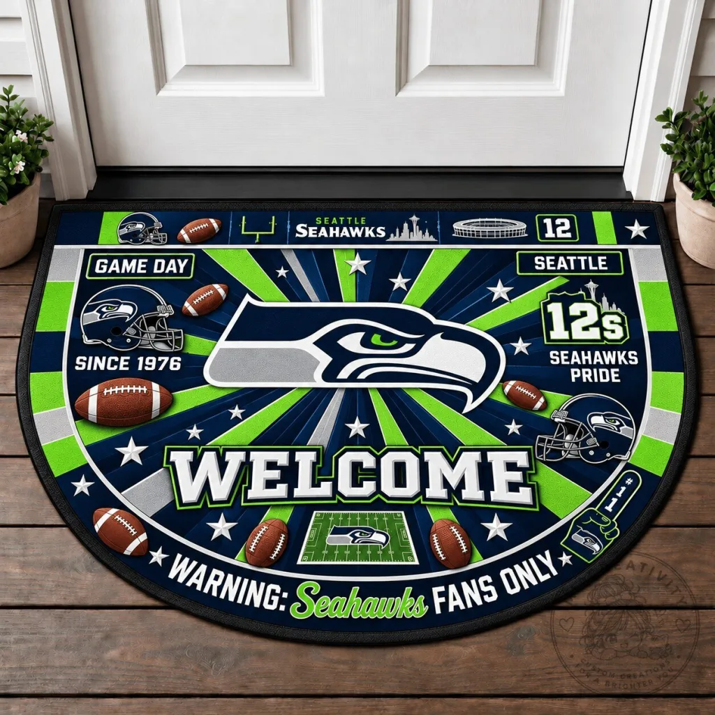 Seattle Seahawks NFL Football Team Fan Welcome Doormat Seattle Seahawks NFL Football Team Fan Welcome Doormat