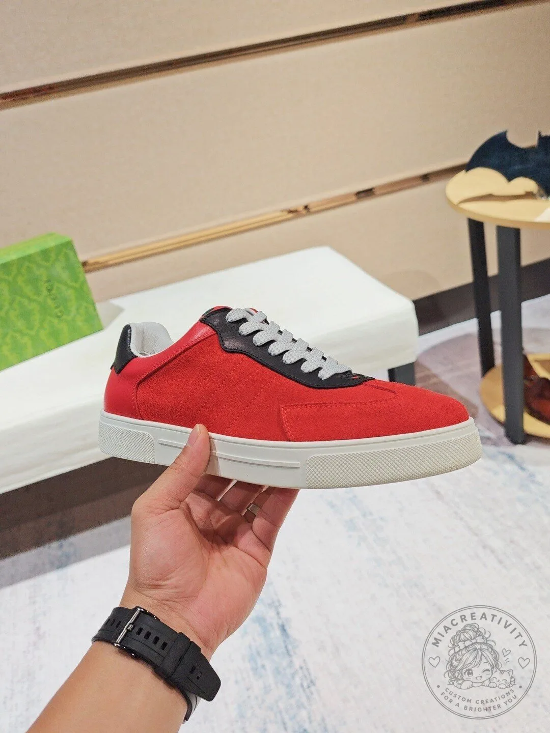 Red Suede Leather Low Top Lace Up Sneakers for Men 11 Red Suede Leather Low Top Lace Up Sneakers for Men