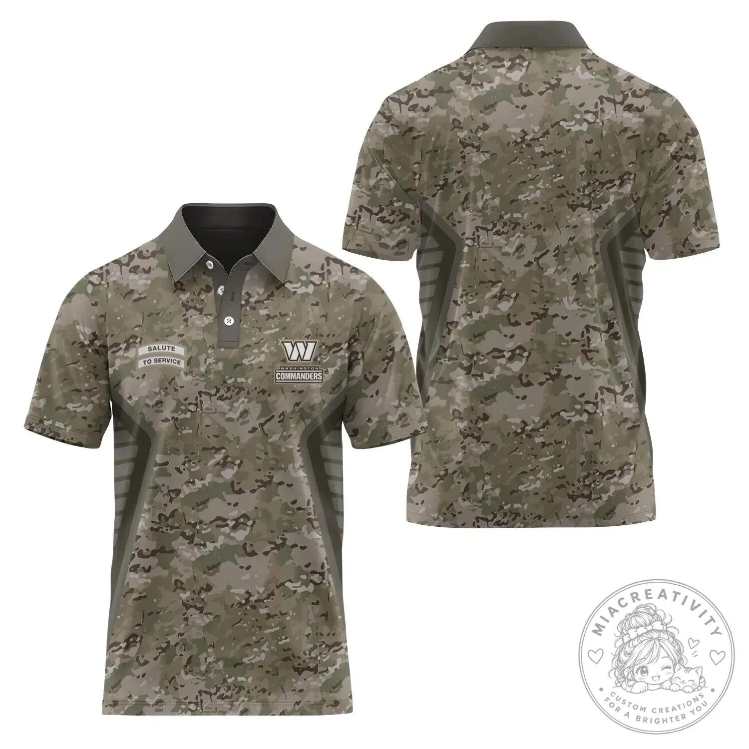 Camouflage Polo Shirt for Washington Commanders Salute To Service