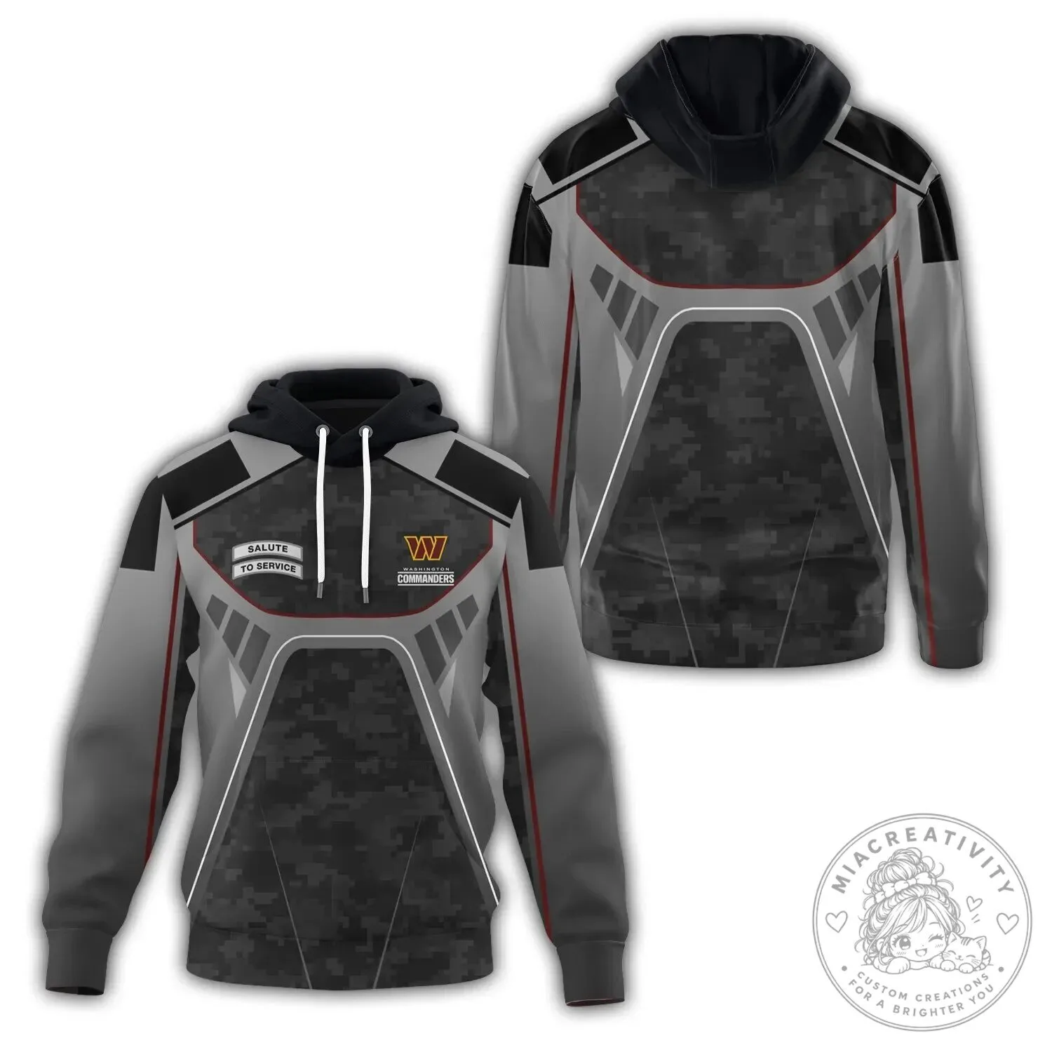 Military Camouflage Hoodie for Washington Commanders Salute To Service