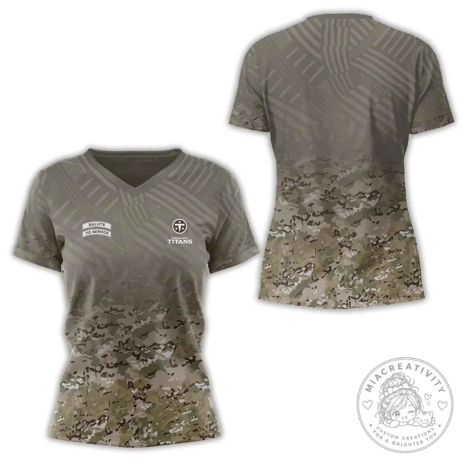 Tennessee Titans Salute To Service Camouflage V-Neck Short Sleeve T-Shirt