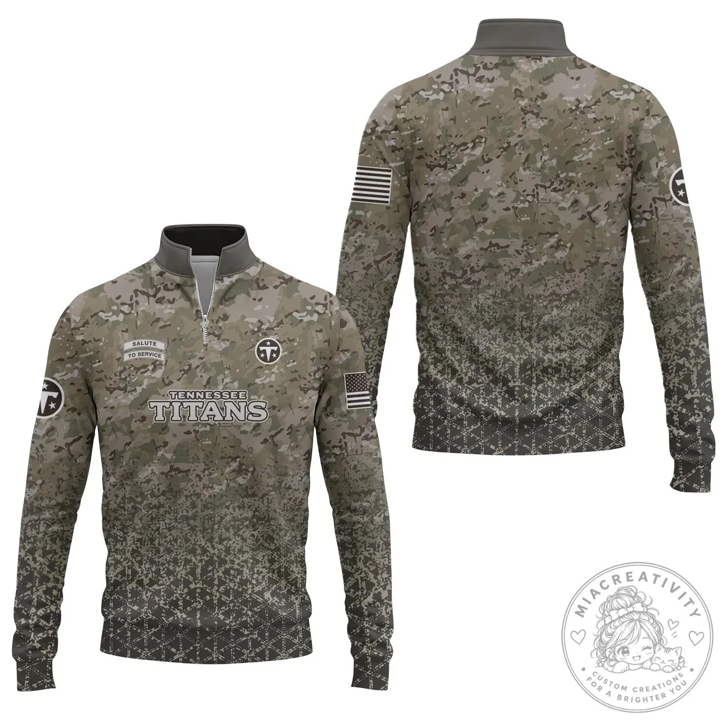 Tennessee Titans Salute To Service Camouflage Quarter-Zip Long Sleeve Shirt 1 Tennessee Titans Salute To Service Camouflage Quarter-Zip Long Sleeve Shirt