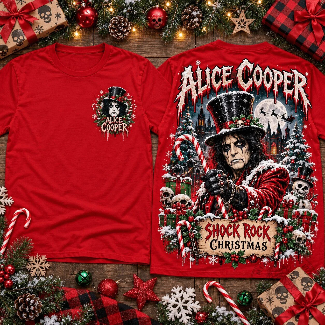 Alice Cooper Shock Rock Christmas Holiday Men's and Women's T-Shirt