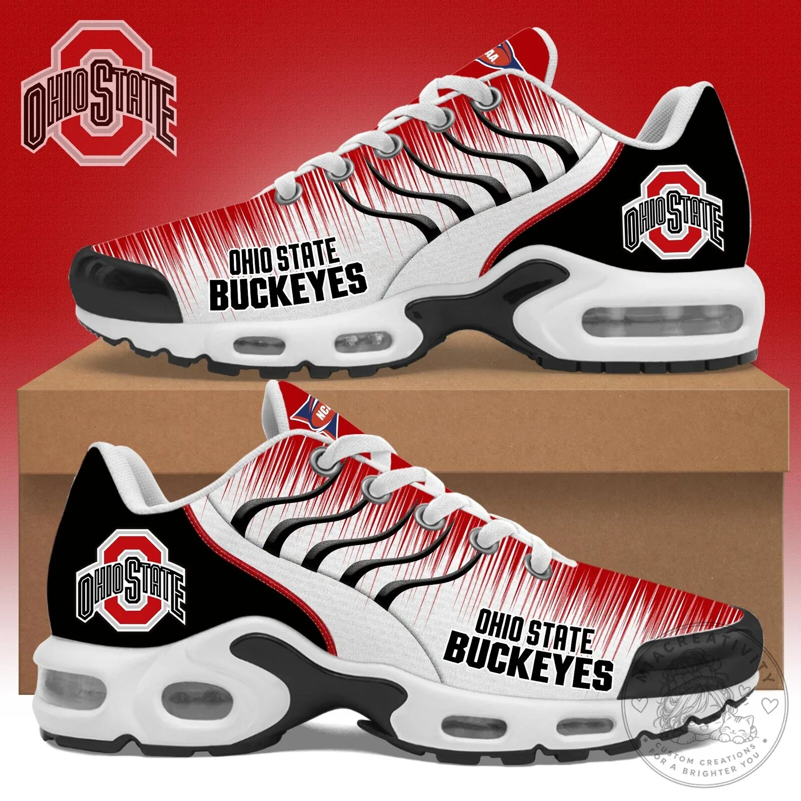 Ohio State Buckeyes NCAA Football Team Red White Black Custom Shoes