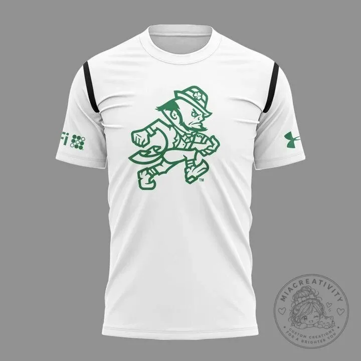 Notre Dame Fighting Irish Football Mascot White Short Sleeve T-Shirt 8 Notre Dame Fighting Irish Football Mascot White Short Sleeve T-Shirt