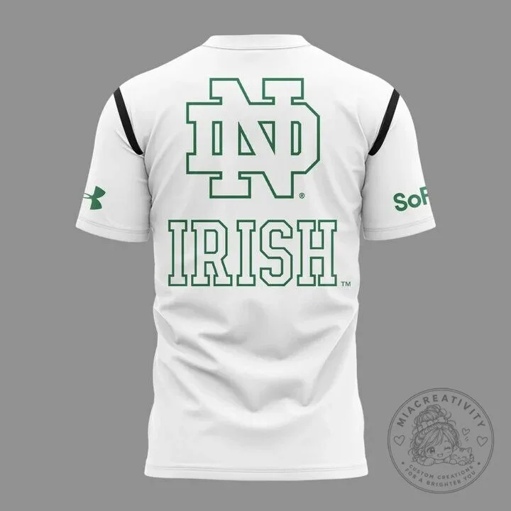 Notre Dame Fighting Irish Football Mascot White Short Sleeve T-Shirt 9 Notre Dame Fighting Irish Football Mascot White Short Sleeve T-Shirt