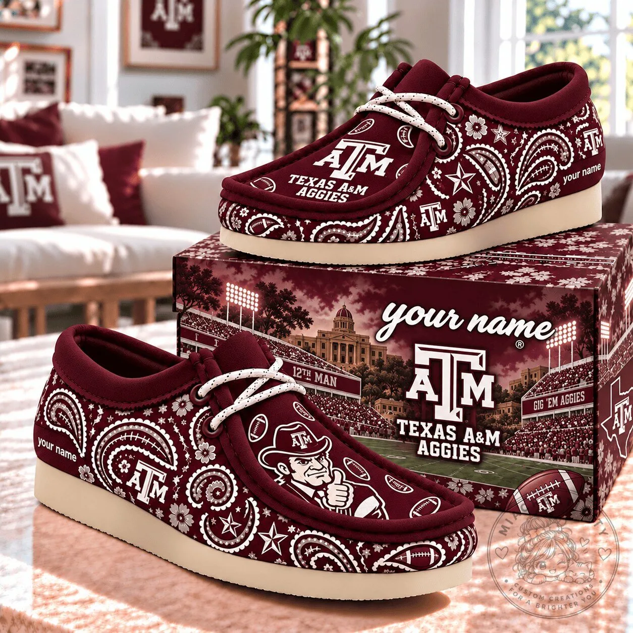 Texas A&M Aggies NCAA Football Personalized Hey Dude Shoes