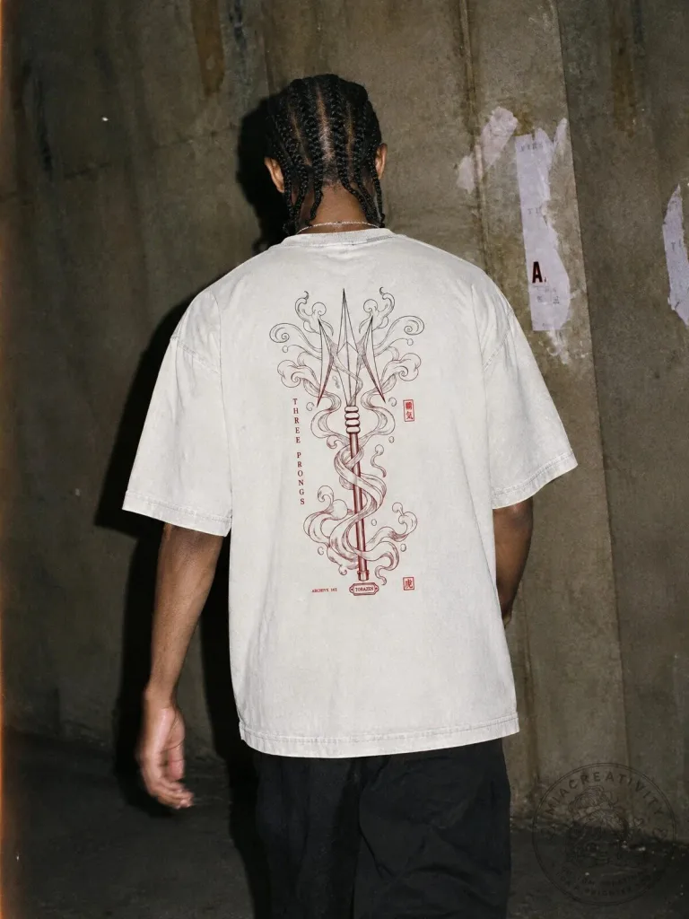 Three Prongs Trident Graphic Design Vintage Washed T-Shirt 18 Three Prongs Trident Graphic Design Vintage Washed T-Shirt