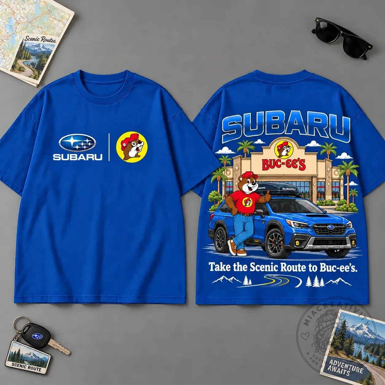 Buc-ee's Subaru Scenic Route Road Trip Graphic T-Shirt for Car Fans 10 Buc-ee