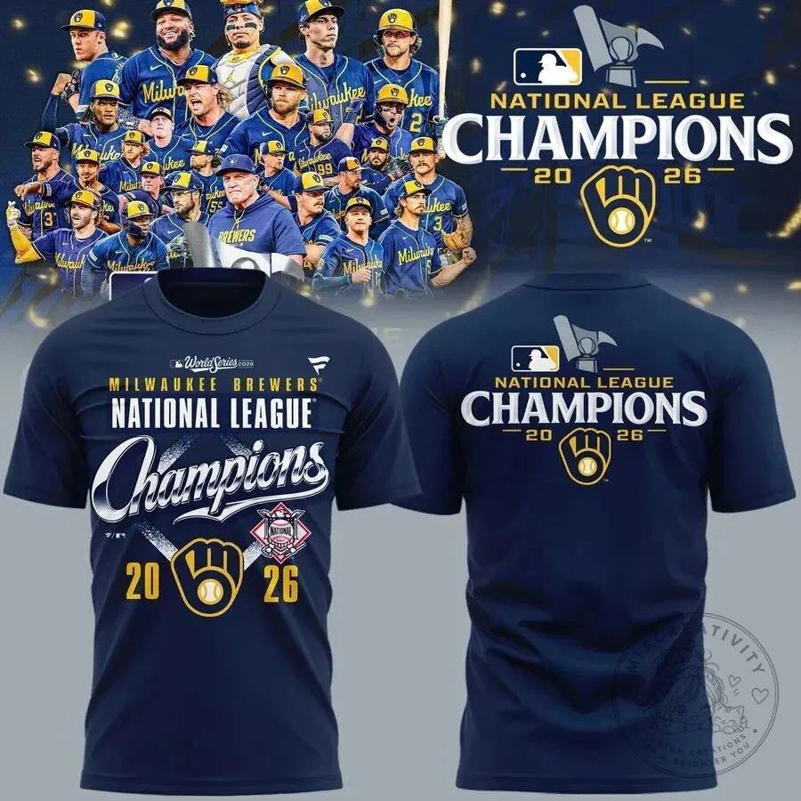 2026 National League Champions Milwaukee Brewers Baseball T-Shirt 5 2026 National League Champions Milwaukee Brewers Baseball T-Shirt