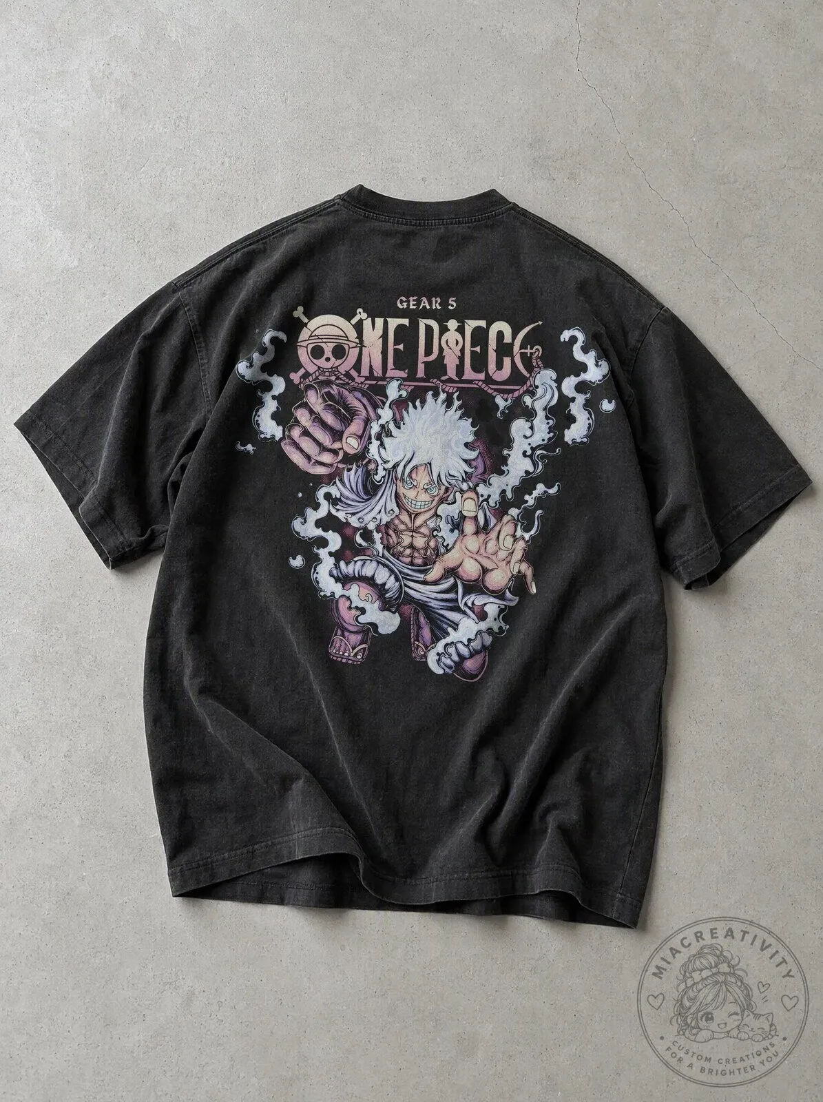 One Piece Gear 5 Monkey D Luffy Sun God Nika Vintage Washed T-Shirt 4 One Piece Gear 5 Monkey D Luffy Sun God Nika Vintage Washed T-Shirt