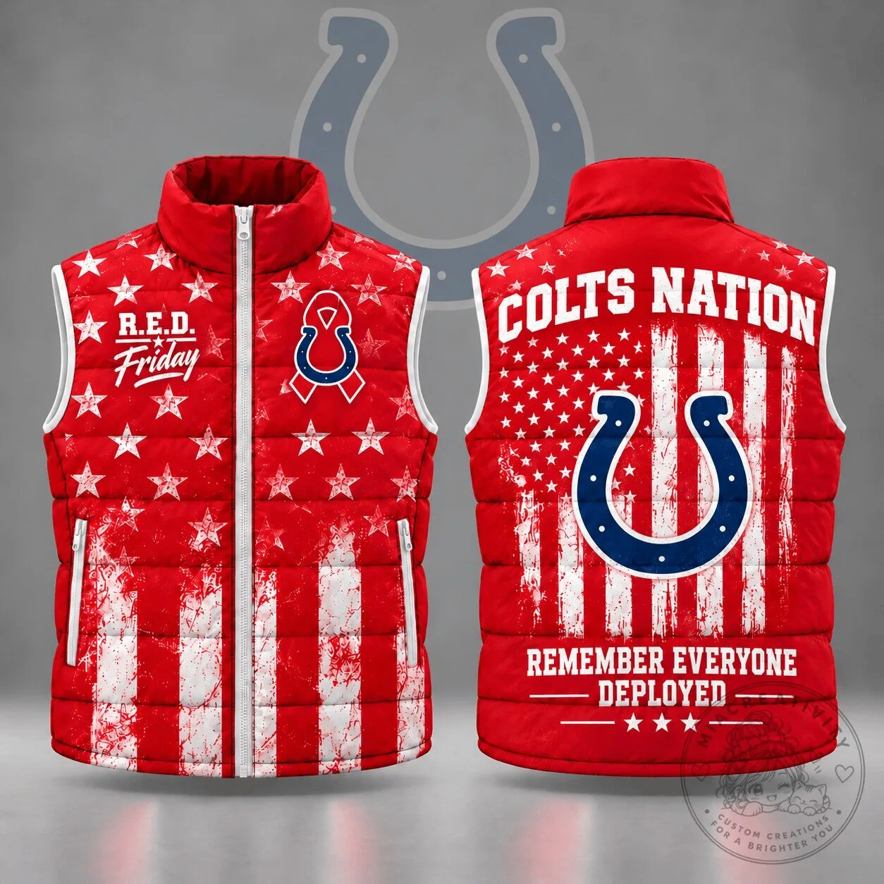 Indianapolis Colts R.E.D. Friday Remember Everyone Deployed Puffer Vest