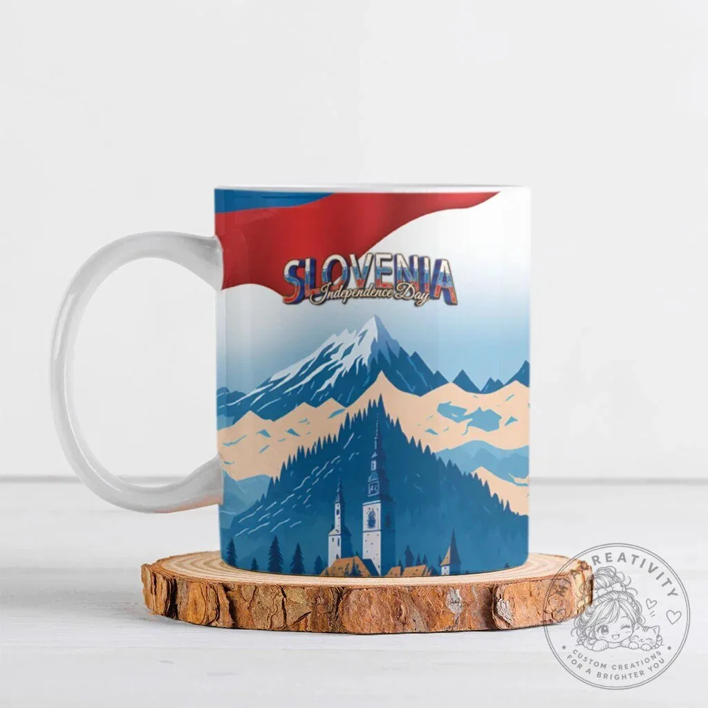 Slovenia Independence Day Lake Bled Julian Alps Mountain Landscape Ceramic Mug