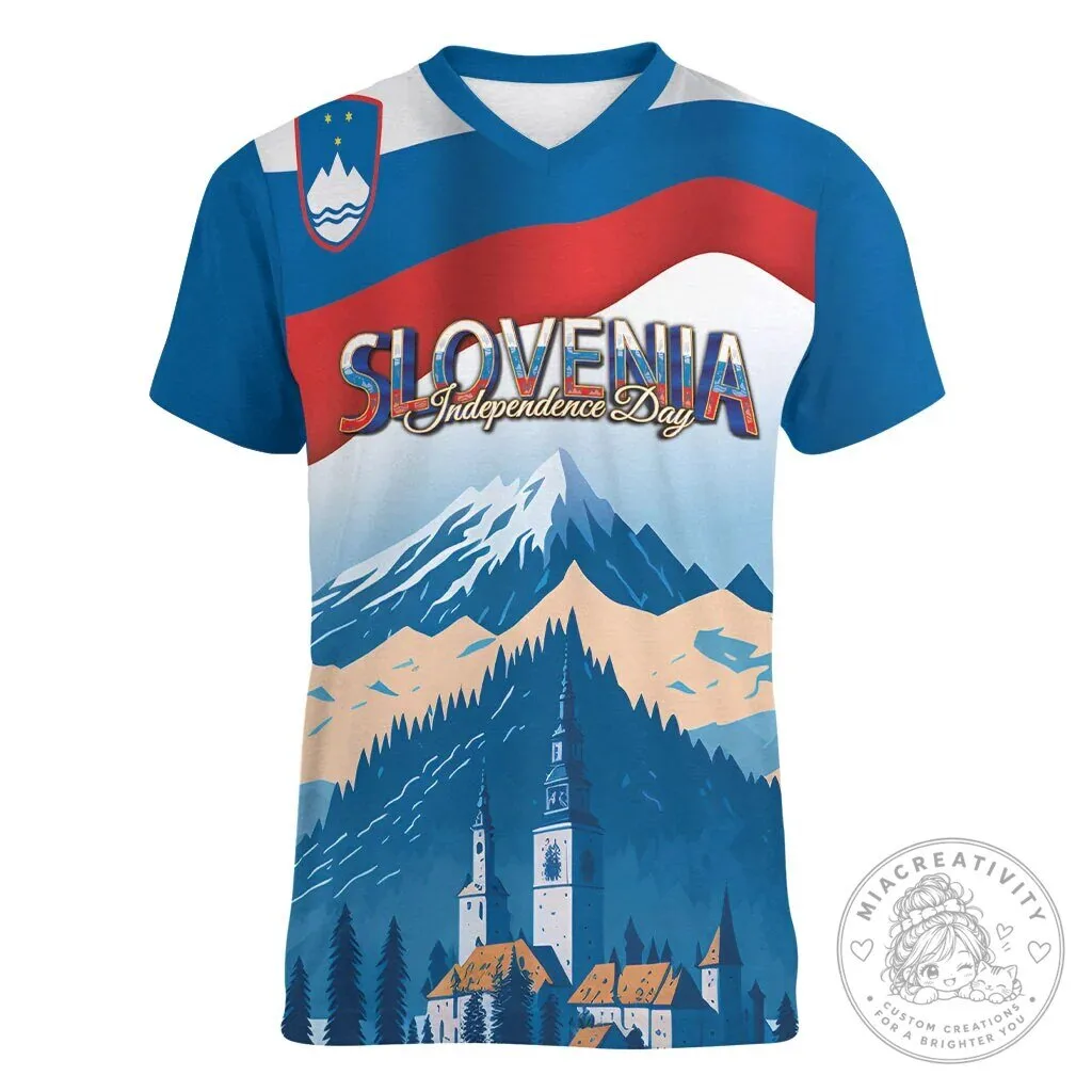 Slovenia Independence Day Lake Bled Julian Alps Landscape T-Shirt 2 Slovenia Independence Day Lake Bled Julian Alps Landscape T-Shirt