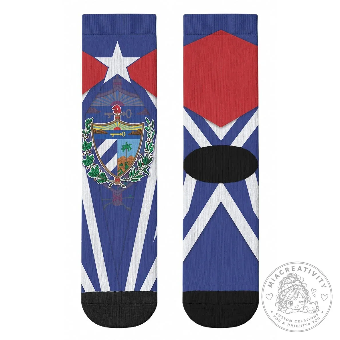 Cuban Flag and Coat of Arms Crew Socks - Viva Cuba Libre Design 11 Cuban Flag and Coat of Arms Crew Socks - Viva Cuba Libre Design