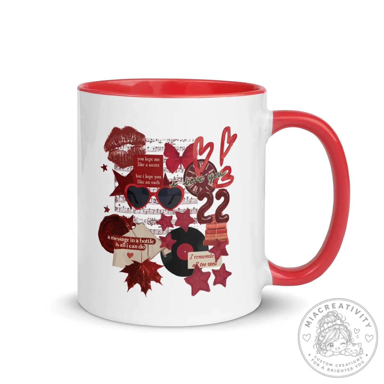 Taylor Swift All Too Well Collage Red Inside Coffee Mug