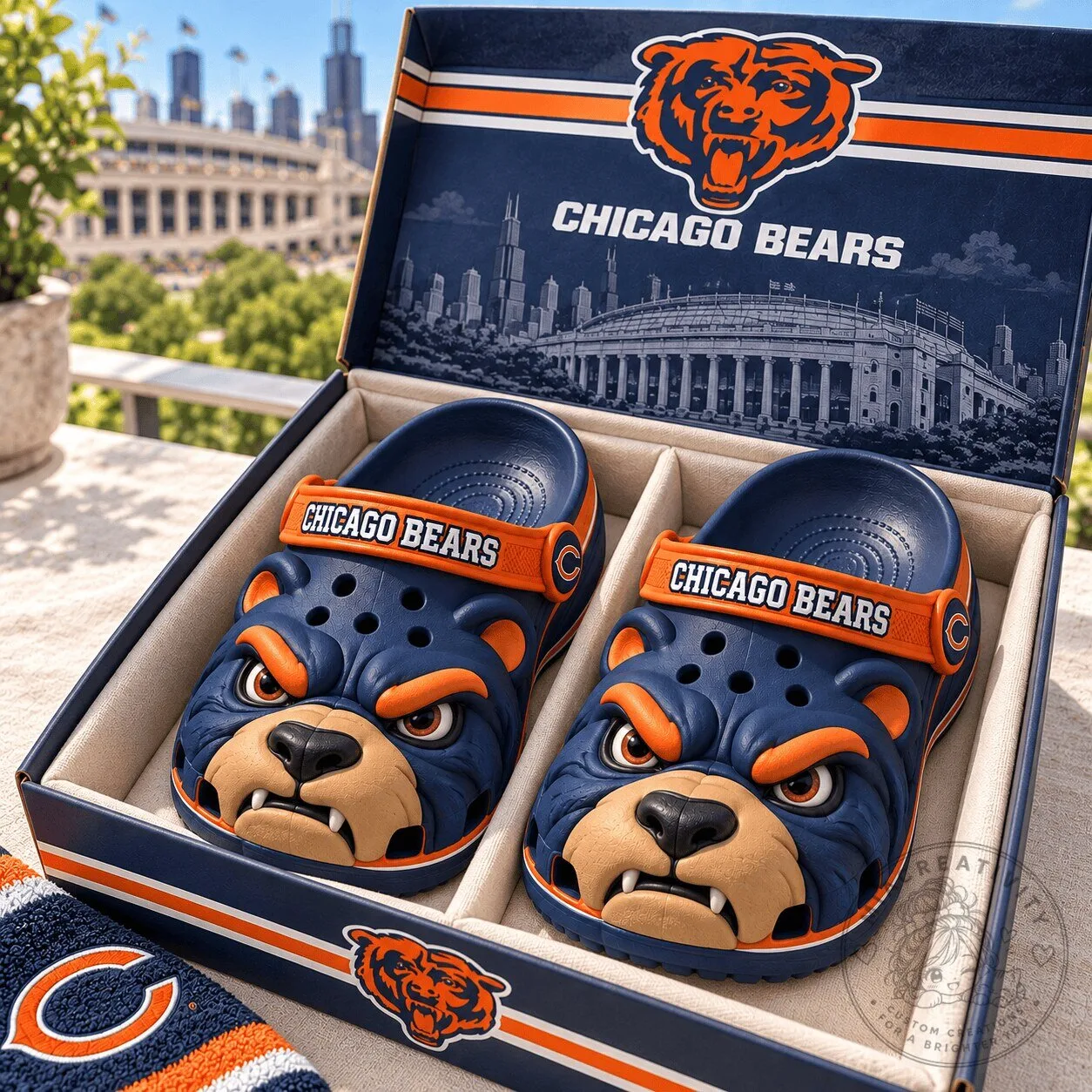 Chicago Bears Mascot Sculpted Clogs Football Team Fan Shoes