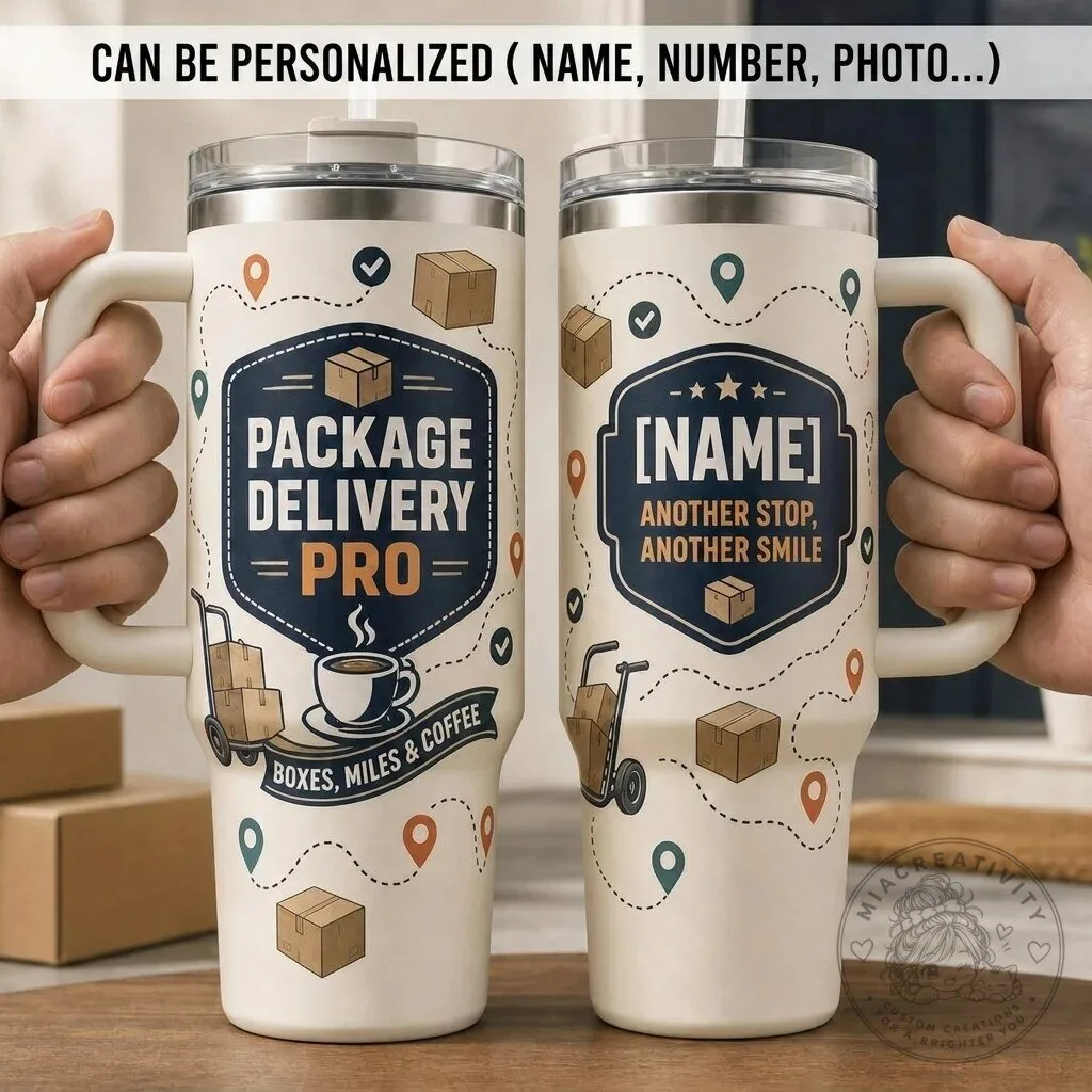 Package Delivery Pro Personalized Insulated Travel Tumbler with Handle